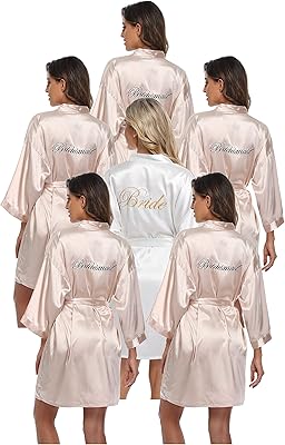Ensemble de robe kimono courte pour femme pour fête nuptiale, 6 pièces