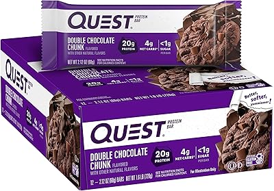 Barre protéinée au chocolat double morceau quest nutrition riche en protéines