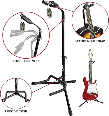 Bras, manche et pieds en caoutchouc rembourrés rockjam pour support de guitare droit