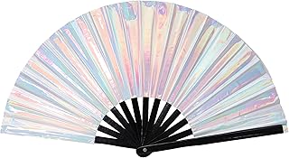 Gionfortsy grand éventail pliable en bambou avec tissu aux couleurs vives pour les festivals (1 pièce, design 4 argent). Redéfinissez vos attentes shopping avec Diaytar