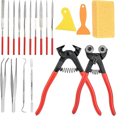 Ensemble d'outils de mosaïque worldity de 19 pièces, pinces à mosaïque de verre
