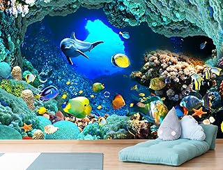 Papier peint rihui undersea world ocean fish, décoration murale pour salon, chambre à