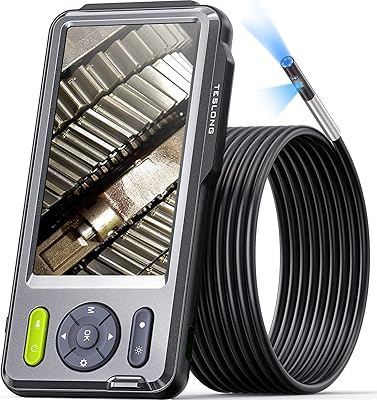 Caméra d'inspection teslong 5 mm, endoscope à double objectif avec lumière led, endoscope