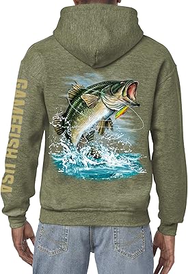 Usa pull à capuche en polaire sweat de pêche l'achigan