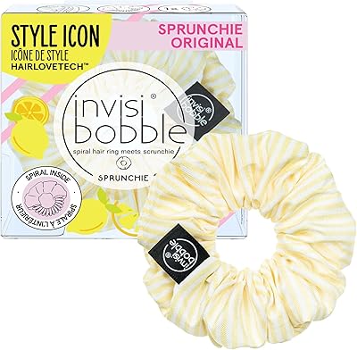 Élastique à cheveux invisiblebubble fruit fiesta #gntm à rayures jaunes et blanches