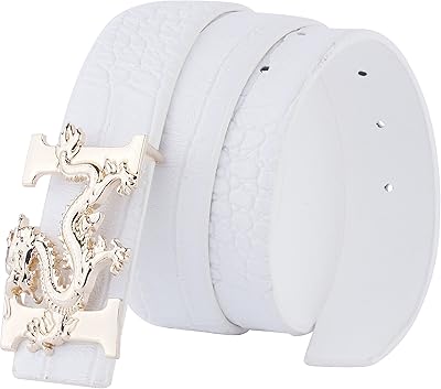 Ceinture en cuir de crocodile pour hommes alaka avec boucle dragon, noir, longueur
