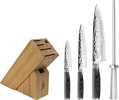Ensemble de blocs de couteaux shun premier gris, ensemble de démarrage de 5