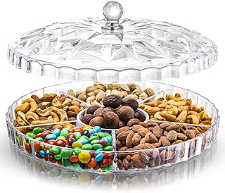 Zofox plateau de service pour collations, plateau d'apéritif de 12 pouces avec couvercle