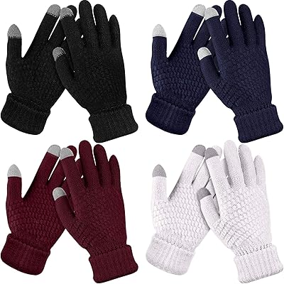 Alykdon 4 paires de gants d'hiver à écran tactile pour femmes, gants chauds