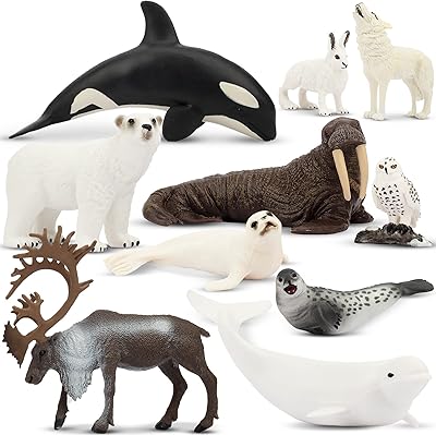 10 figurines réalistes d'animaux polaires ensemble de arctiques en plastique syosi