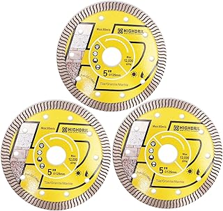 Lame diamantée super fine highdril, 3 pièces 5 pouces/125mm avec arbre 7/8", disque