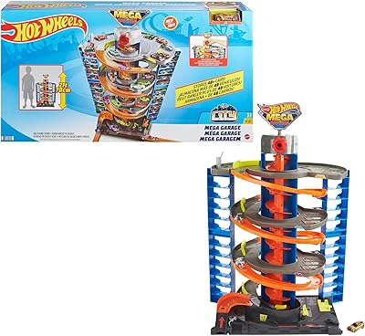 Hot wheels city mega garage playset avec ascenseur en spirale et rangement