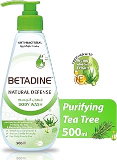 Nettoyant pour le corps betadine natural defense à l'huile d'arbre à thé