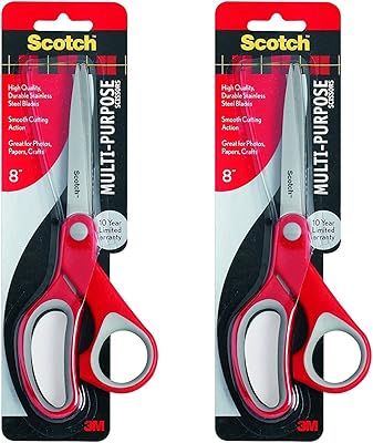 Ciseaux multi-usages scotch en acier inoxydable, 8", paquet de 2