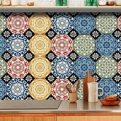 Autocollants de carrelage auto-adhésifs en vinyle motif marocain 20 pièces autocollants