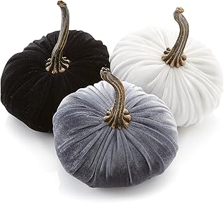 Choisissez un ensemble de 3 mini citrouilles en velours décoration d'intérieur faite à