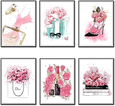 Lot de 6 décorations murales en tissu rose pour chambre de fille
