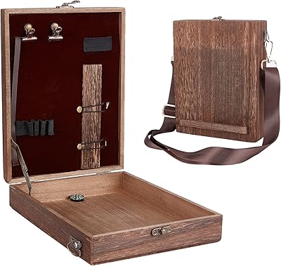 Amigox boîte à livres en bois a5, boîte de rangement multifonctionnelle pour outils d'artiste et pinceaux, long sac à bandoulière portable en bois pour l'écriture en extérieur. Diaytar : Votre allié pouvoir d'achat au quotidien