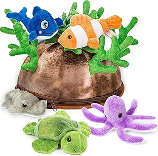 Ensemble de 5 pièces en peluche douce en forme d'animal marin practix