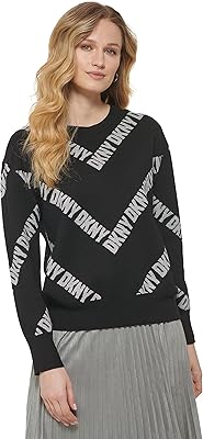 Sweat-shirt femme dkny à manches longues et col rond, sans col et logo