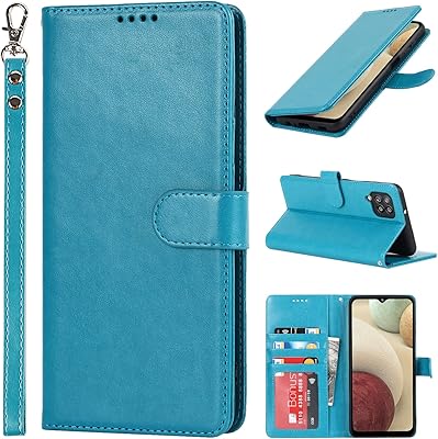 Étui portefeuille sailortech pour samsung galaxy a12 5g, étui en cuir pu