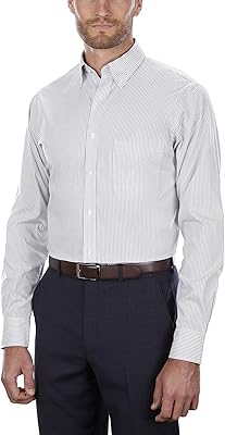 Chemise habillée à col boutonné à rayures et coupe régulière pinpoint pour hommes