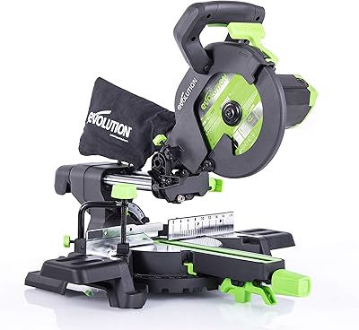 Scie à onglets coulissante evolution power tools f210sms avec coupe multi-matériaux, 45°, biseau