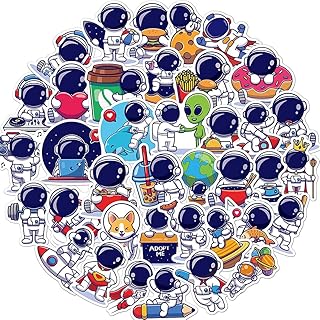 Ensemble d'autocollants en vinyle imperméables de dessin animé mignon d'astronaute de la nasa