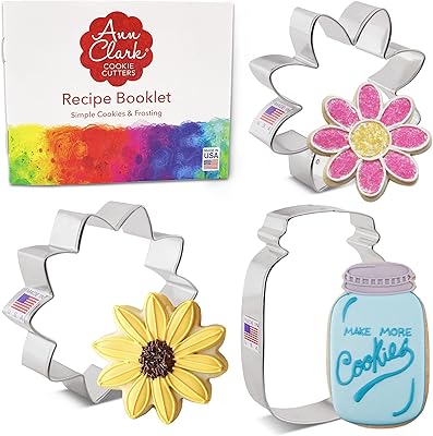 Ensemble d'emporte-pièces 3 pièces ann clark cookie cutters spring flowers avec livret