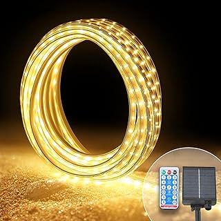 Bande lumineuse solaire led covsny de 16,4 pieds, néon flexible étanche ip65 pour