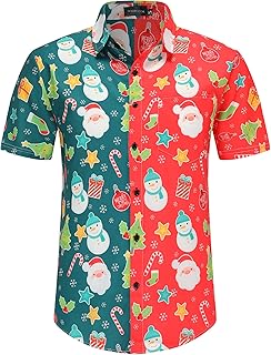 Chemise de noël doubkor pour hommes chemises hawaïennes boutonnées décontractées du père