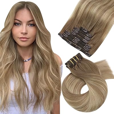 Extensions de cheveux à clips morrisseau balayage brun blond humains