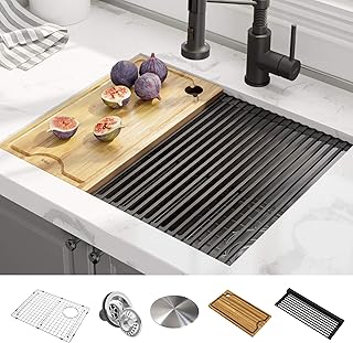 Évier de cuisine krause core, 23 pouces, cuve simple en acier inoxydable