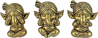 Design toscano figurine d'éléphant au design indien avec positions de regard, d'audition