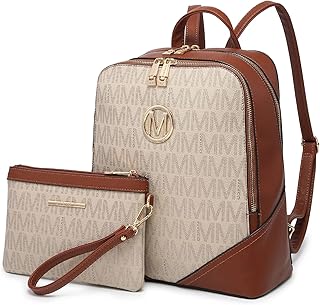 Sac à dos double fermeture éclair mkb pour femmes sac en cuir pu