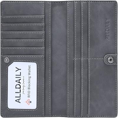 Portefeuille en cuir ultra fin pour femme, long porte-cartes de crédit à deux