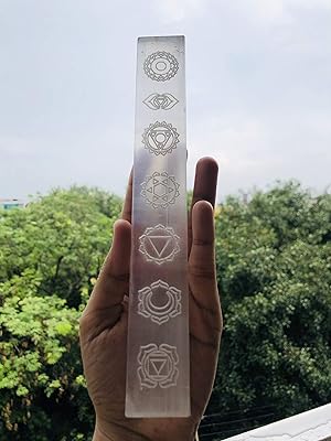 Crystalmiracle grande baguette de sélénite gravée de 7 pouces pour la guérison reiki