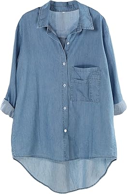 Blouse décontractée femme en coton et lin grande taille devant et longue