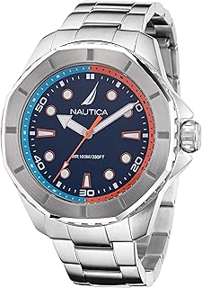 Montre nautica koh my bay pour homme napkms302 avec bracelet en acier inoxydable