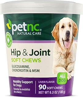 Soins naturels des hanches et des articulations, tous chiens, saveur foie, 90 friandises