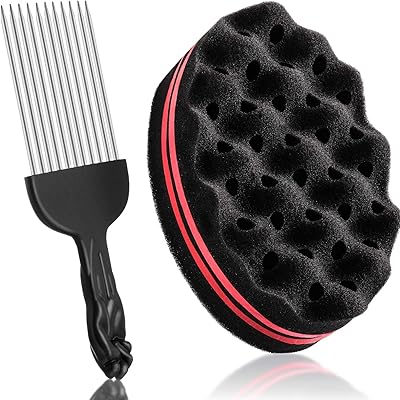 2 pièces brosse et peigne en éponge pour cheveux africains noire outil