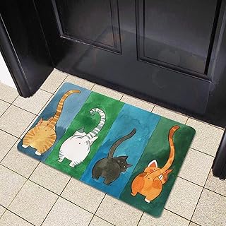 Paillasson antidérapant tapis de bienvenue durable et pratique à motif de chat mignon