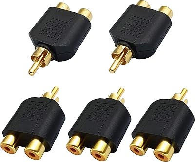 Adaptateur répartiteur rca y plaqué or 1rca mâle vers 2