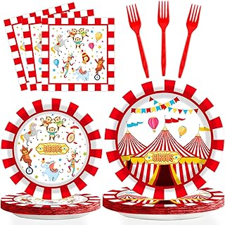 Jesseph wimm 96 pièces fournitures de fête de cirque assiettes en papier
