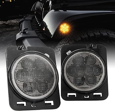 Feux latéraux led à lentille fumée ambrée pour jeep wrangler jk one limited