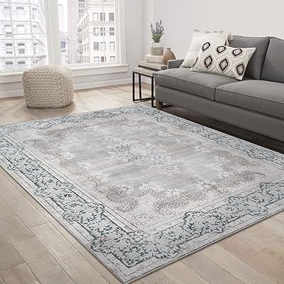 Tapis deco money myla lavable en machine tapis vintage antidérapant gris pour buanderie