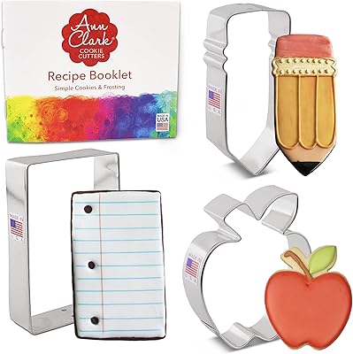 Ensemble d'emporte-pièces pour la rentrée scolaire avec livret de recettes - 3 pièces