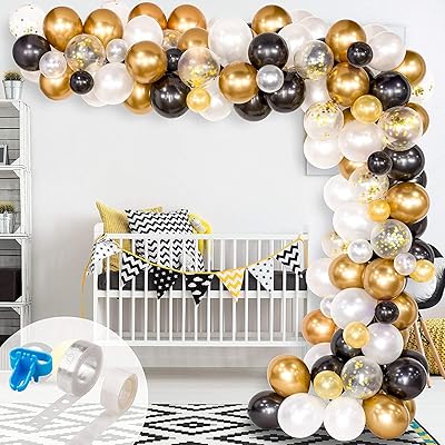 Ensemble arche et guirlande de ballons lily 120 pièces confettis dorés en latex