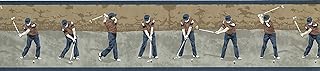 Papier peint de sport swing progsion golfer club, couleurs marron clair beige foncé