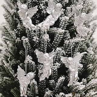 12 pièces ornements d'arbre de noël en forme d'ange pour décoration de noël, décoration de vacances, fête de mariage (argent). Diaytar : Où chaque achat est une victoire pour votre budget